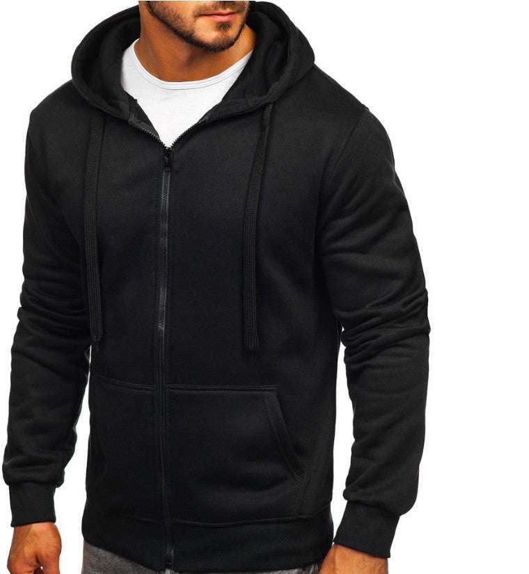 Hooded Zip Sweater, Men's Fashion Cardigan, Slim Fit Cardigan - available at Sparq Mart