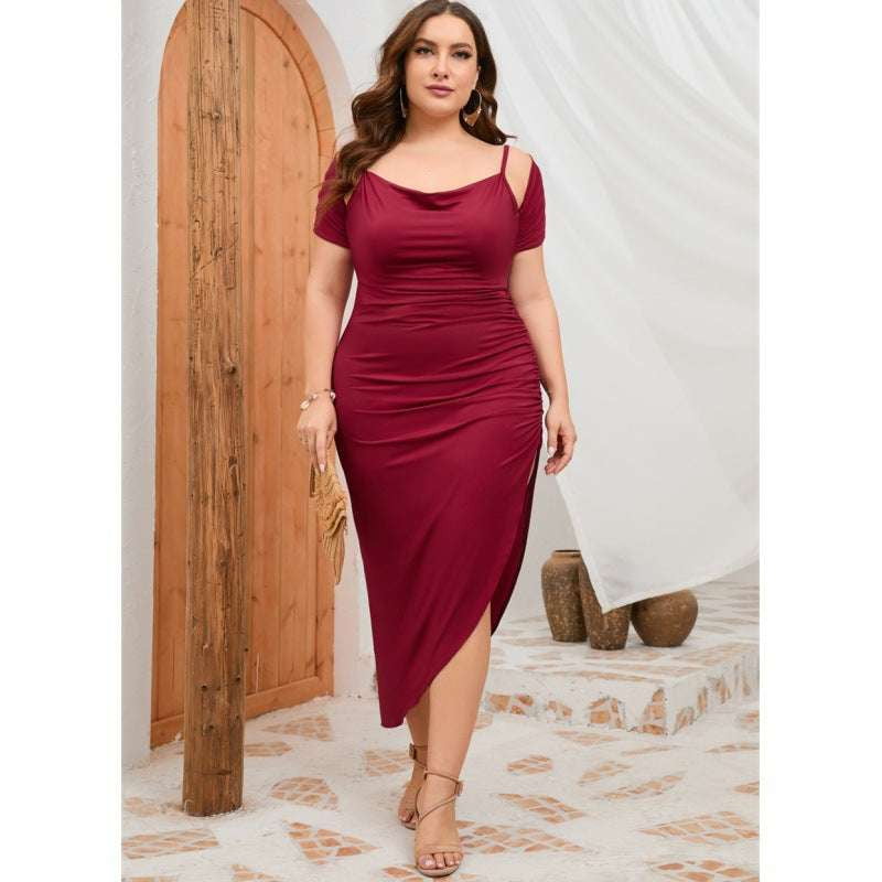 comfortable plus-size dress, stylish v-neck dress, summer oversized fashion - available at Sparq Mart