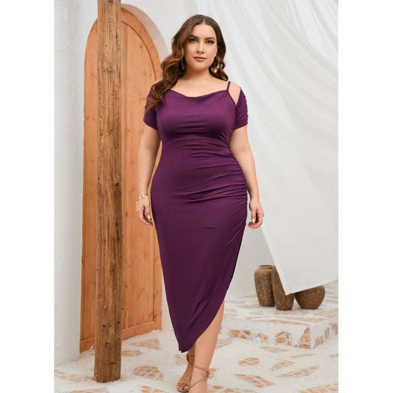 comfortable plus-size dress, stylish v-neck dress, summer oversized fashion - available at Sparq Mart