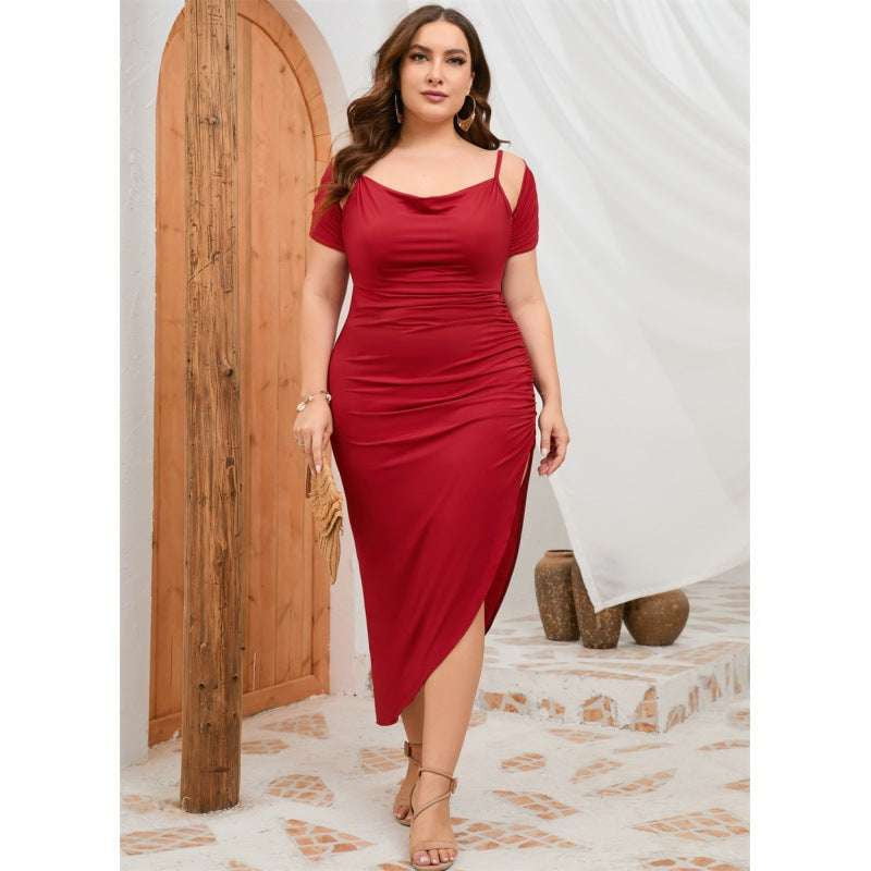 comfortable plus-size dress, stylish v-neck dress, summer oversized fashion - available at Sparq Mart