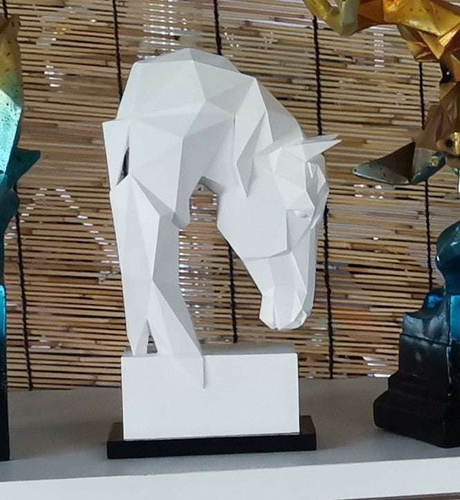 Geometric Horse Statue, Horse Head Decor, Living Room Ornaments - available at Sparq Mart