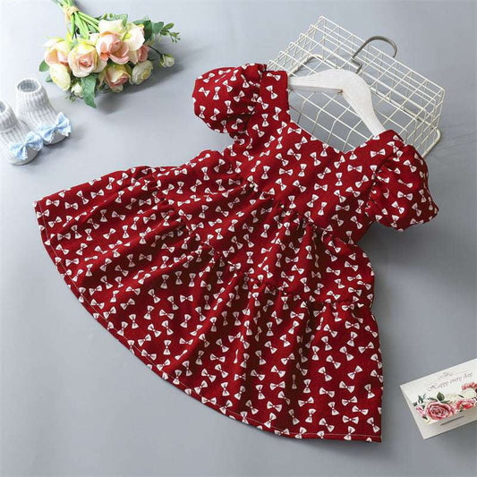 Childrens Dress Fashion, Floral Bowknot Skirt, Girls Princess Dress - available at Sparq Mart