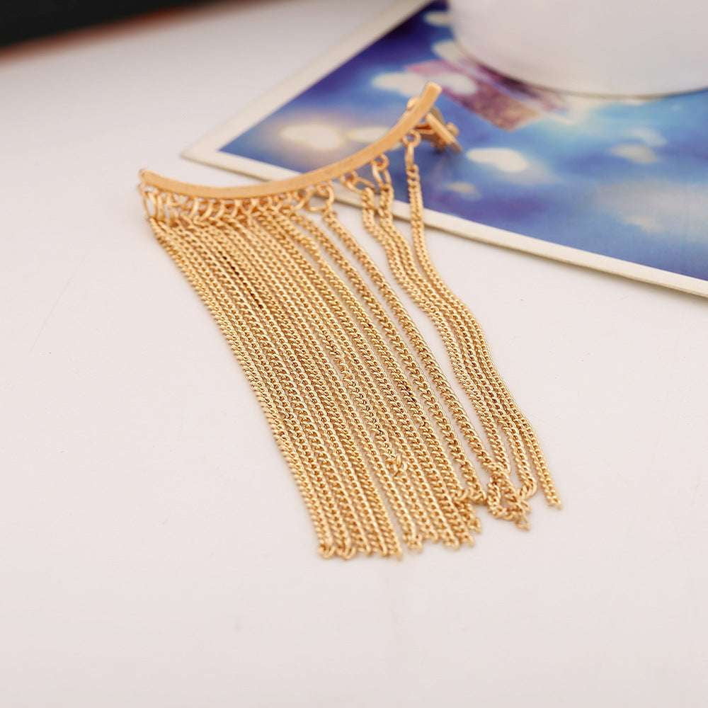 Gold Ear Ornament, Silver Ear Clip, Tassel Ear Accessory - available at Sparq Mart