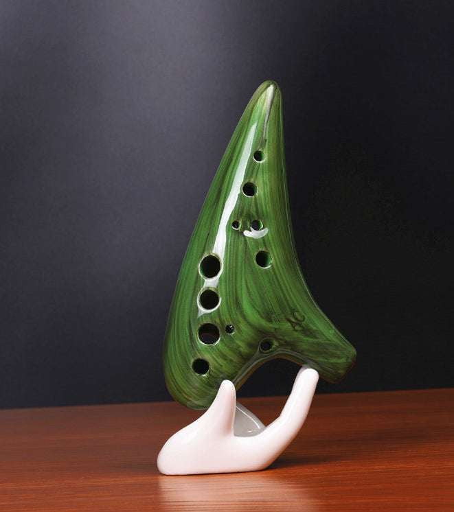 Ceramic Ocarina Instrument, Handcrafted Flute Collector, Musical Pottery Decor - available at Sparq Mart