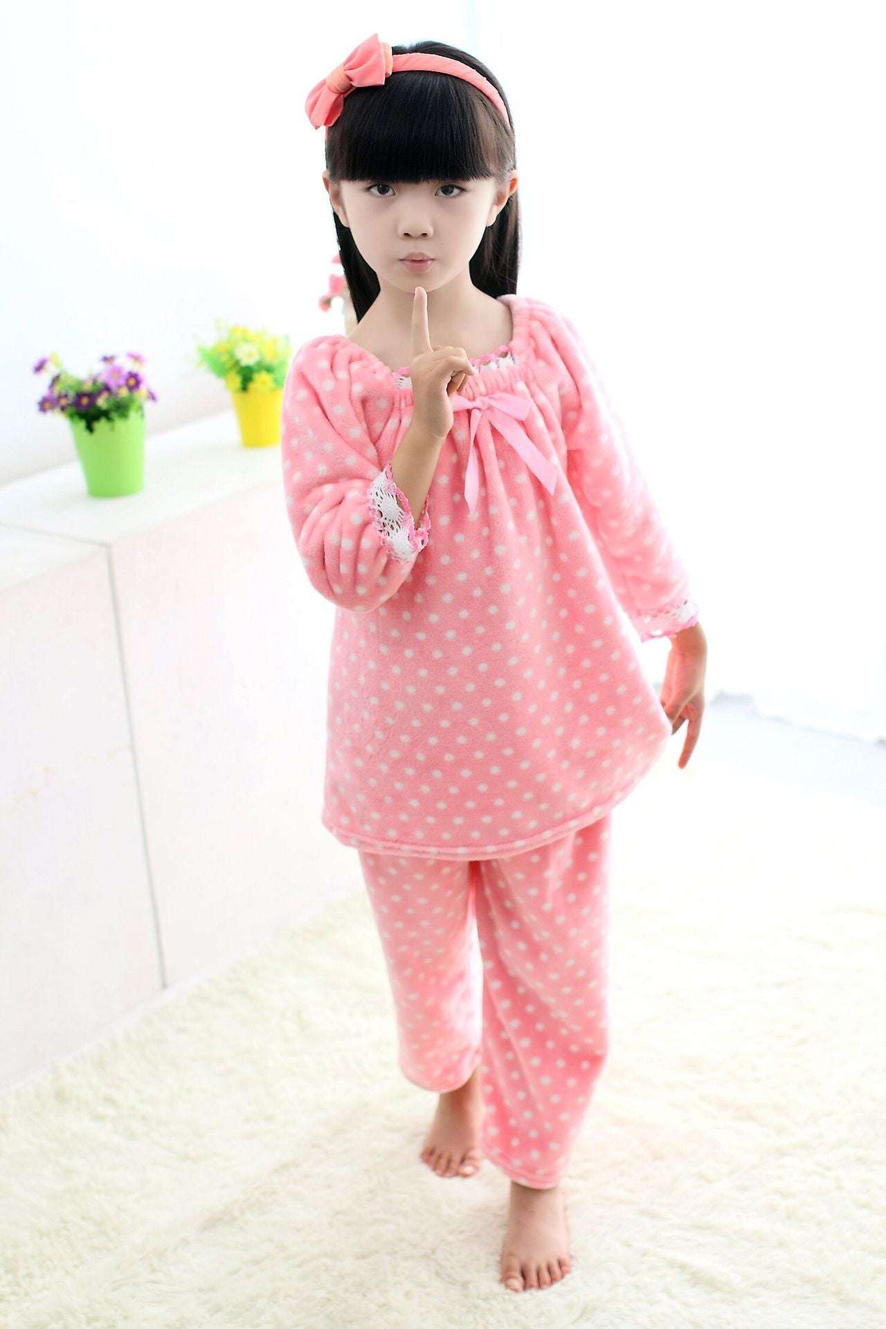 Girls' Coral Fleece Pajamas, High-Quality Pajama Suit, Parent-child Coral Fleece Pajamas - available at Sparq Mart