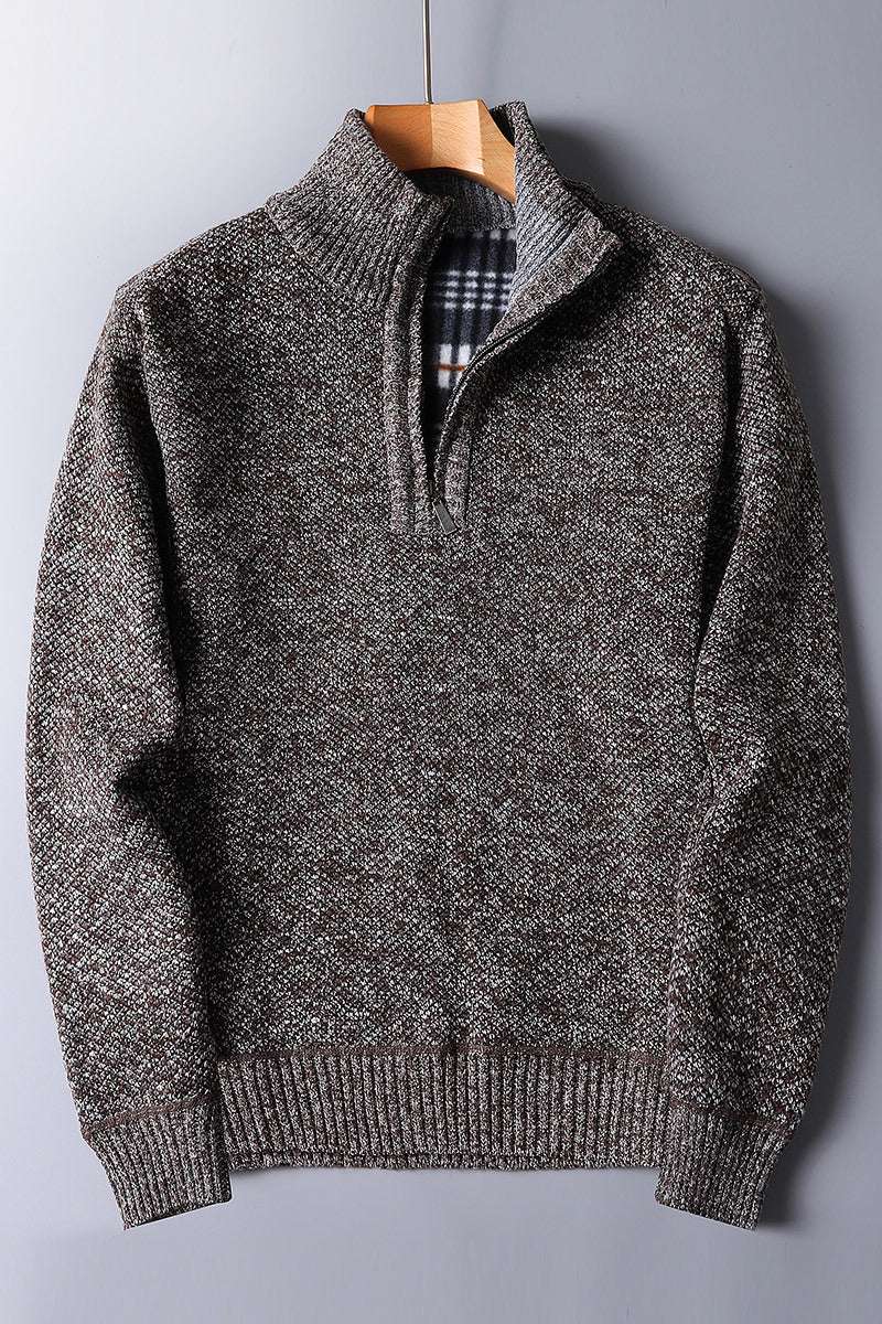 Cozy Zipper Sweater, Fashionable Men's Sweater, Warm Knit Sweater - available at Sparq Mart