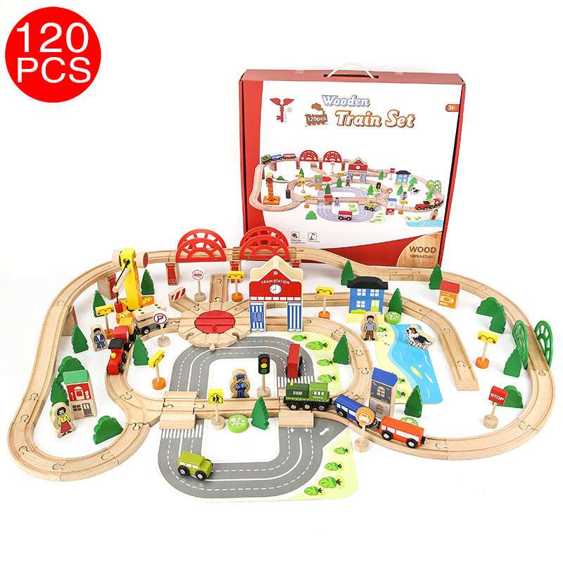 120 pieces, Kids toys, Wooden train set - available at Sparq Mart