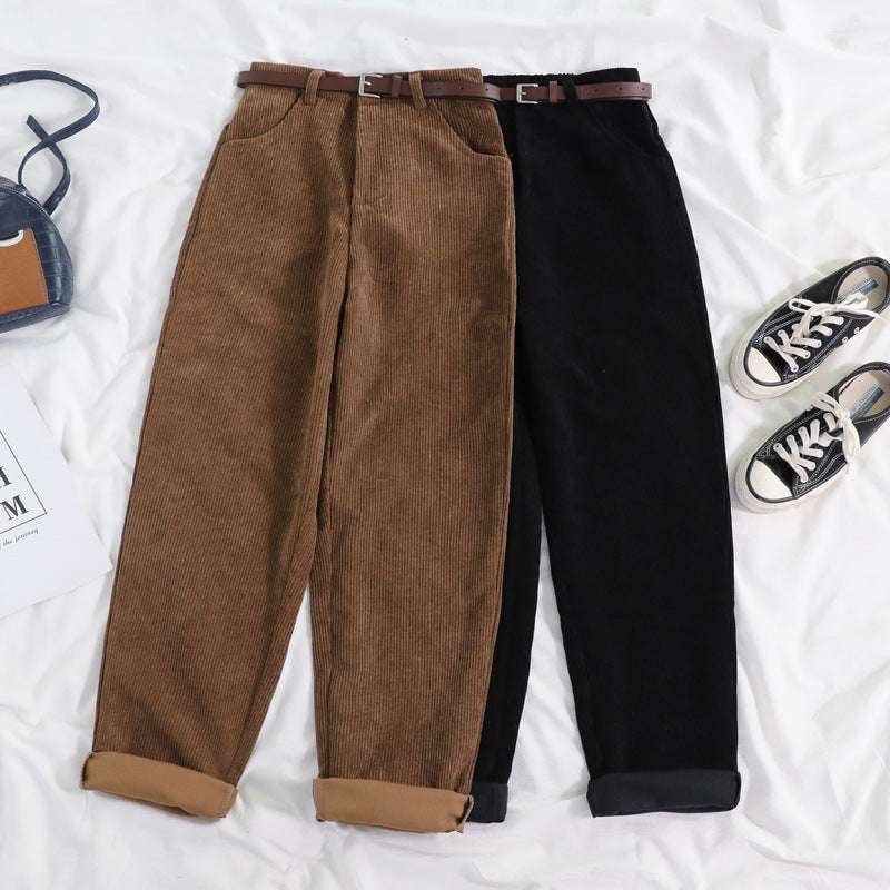comfortable corduroy pants, high waist pants fashion, women's casual trousers - available at Sparq Mart