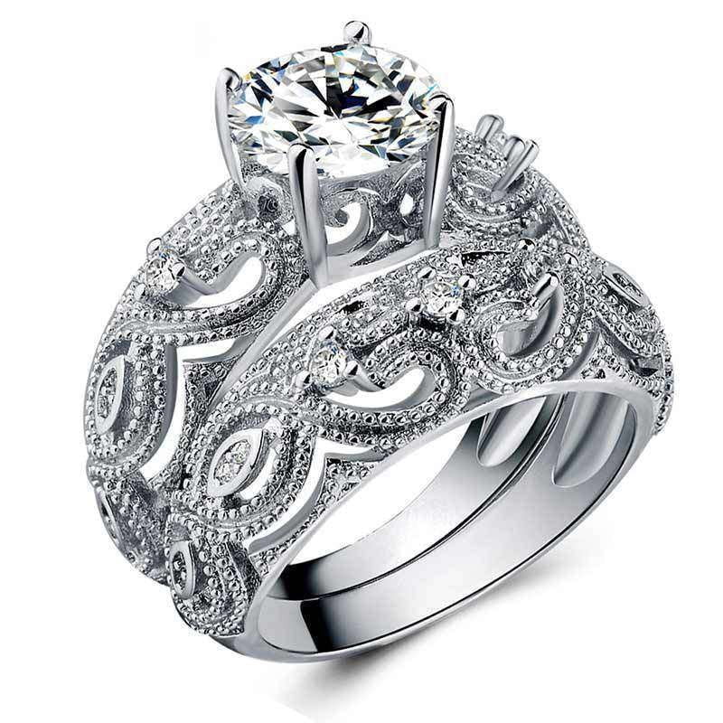 Couple ring set, Hollow flower ring, Love jewelry gift - available at Sparq Mart