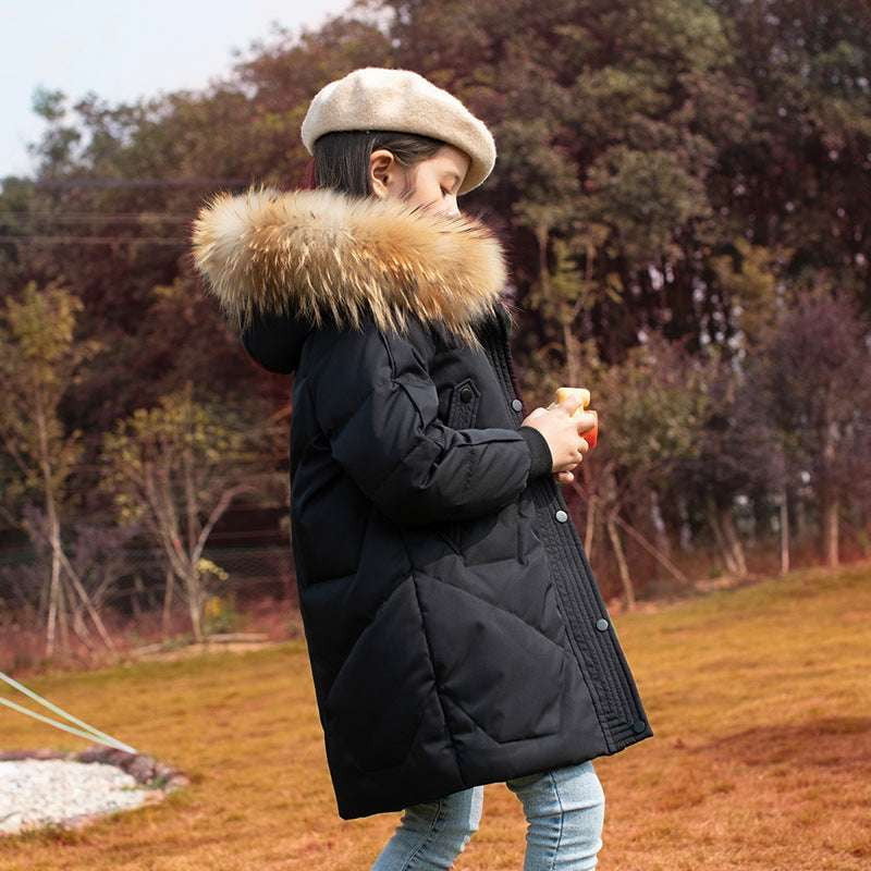 Fashionable Winter Clothes, Kids' Down Coat, Mid-length Jacket - available at Sparq Mart