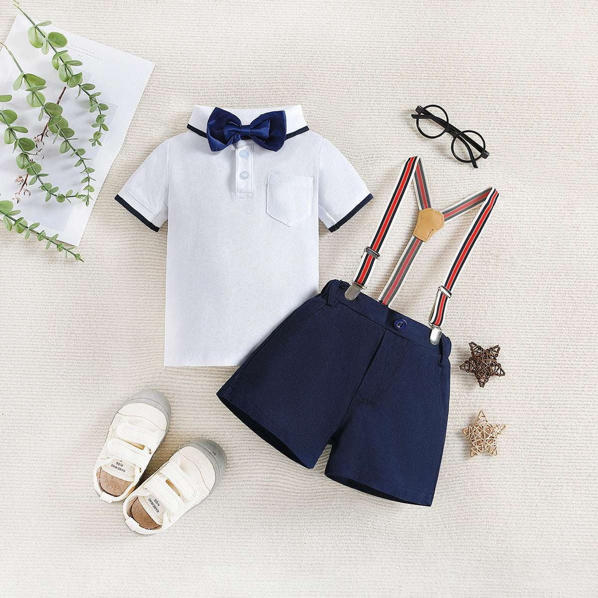 Polo Top Shorts, Summer Kids Outfit, Toddler Suspender Set - available at Sparq Mart