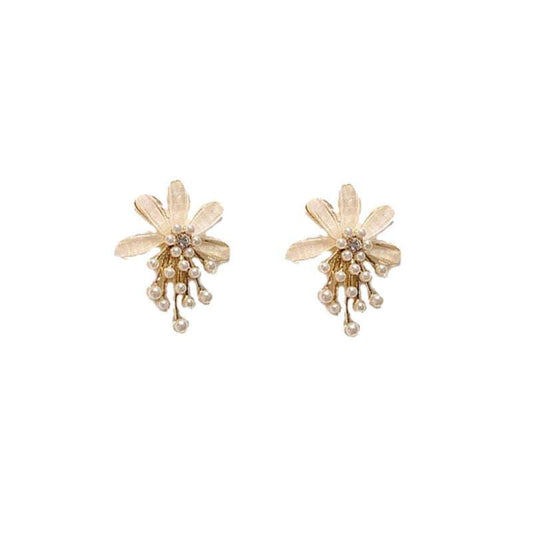 Crystal Flower Earrings, Floral Stud Jewelry, Korean Style Earrings - available at Sparq Mart