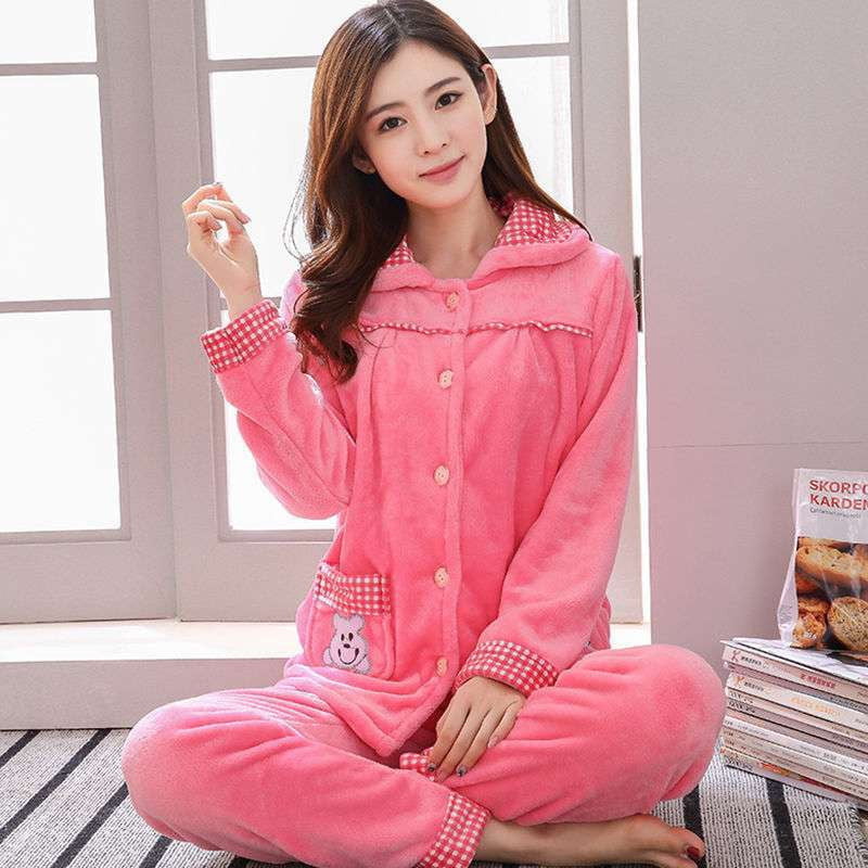 Cozy Pajama Set, Flannel Sleepwear Women, Ladies Warm Homewear - available at Sparq Mart