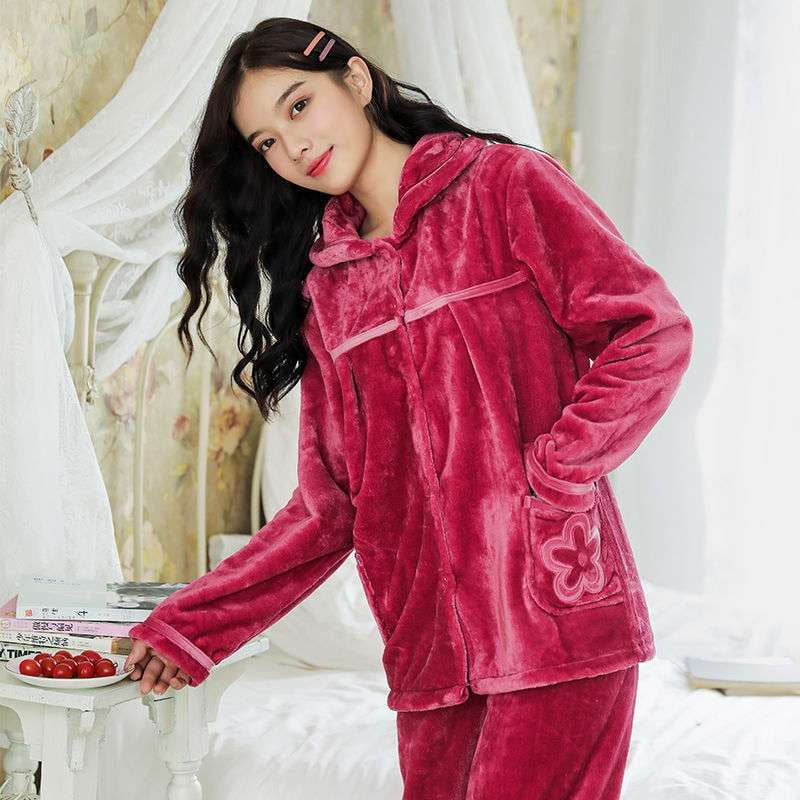 Cozy Pajama Set, Flannel Sleepwear Women, Ladies Warm Homewear - available at Sparq Mart