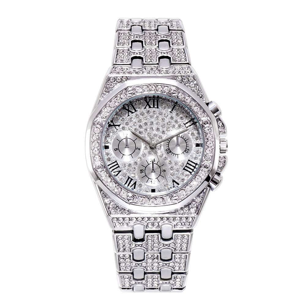 Diamond Star Watch, Elegant Diamond Watch, Oversized Luxury Timepiece - available at Sparq Mart