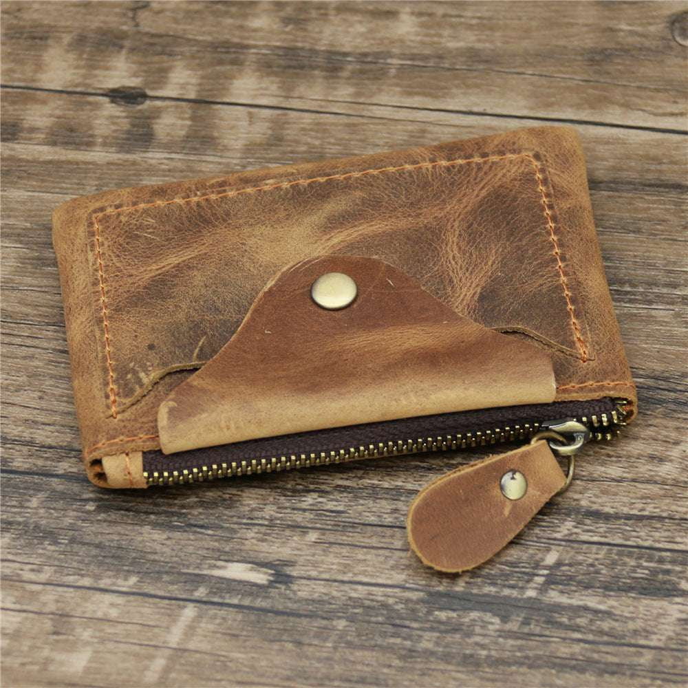 Compact Zipper Pouch, Leather Coin Wallet, Retro Purse Accessory - available at Sparq Mart