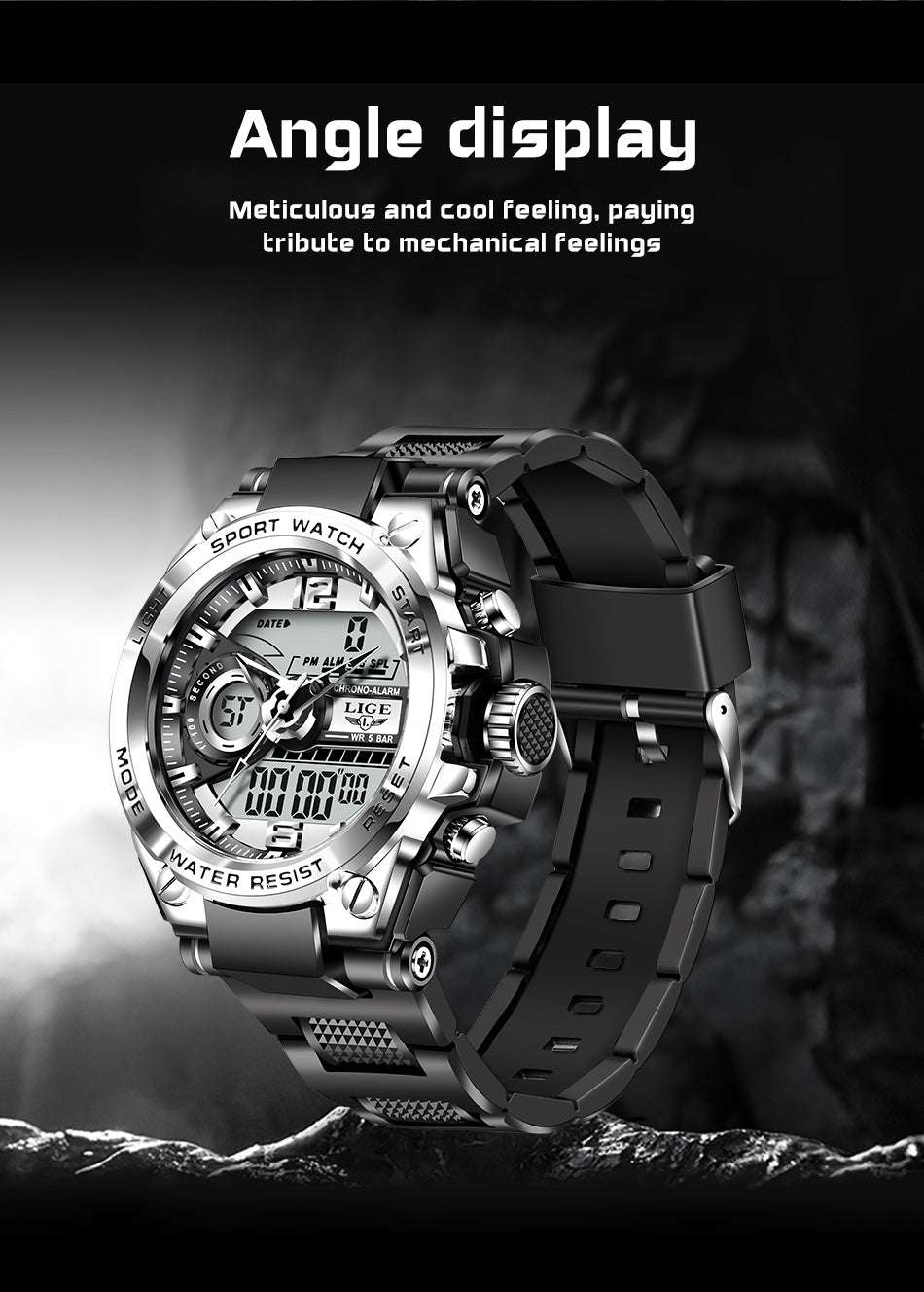 LIGE 8922 Watch, Military LED Watch, Rugged Elegant Watch, Waterproof Digital Watch - available at Sparq Mart