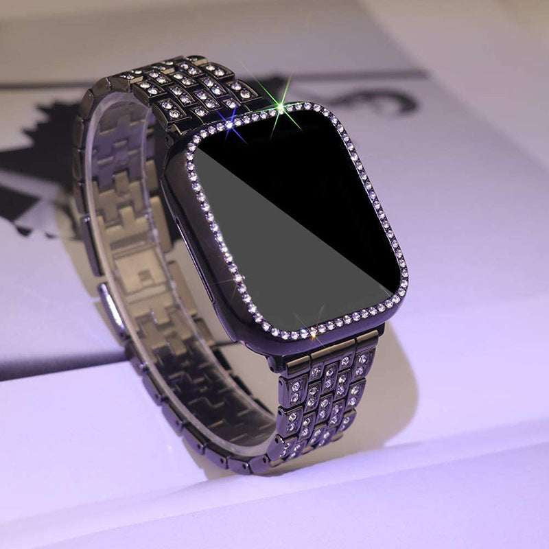 Diamond Studded Watch Strap, PC Diamond Watch Case, Stylish Alloy Watchband - available at Sparq Mart