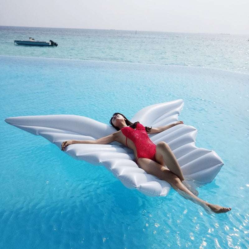 Golden Pool Lounger, Inflatable Angel Wings, Pool Party Float Essentials - available at Sparq Mart