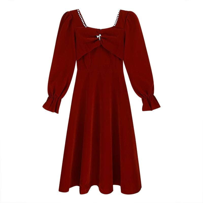 designer red dress, luxury velvet dress, red velvet gown - available at Sparq Mart