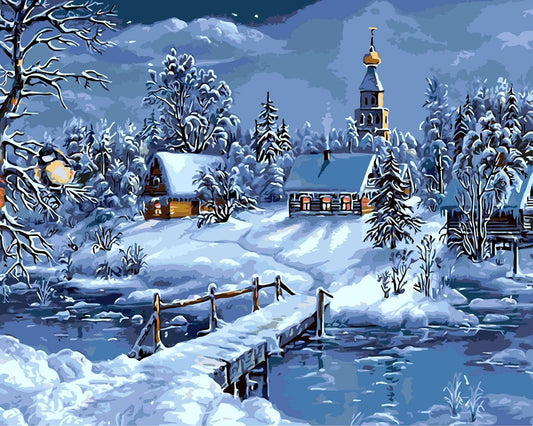 Custom Paint by Numbers, Framed Art Kit, Winter Painting Kits - available at Sparq Mart