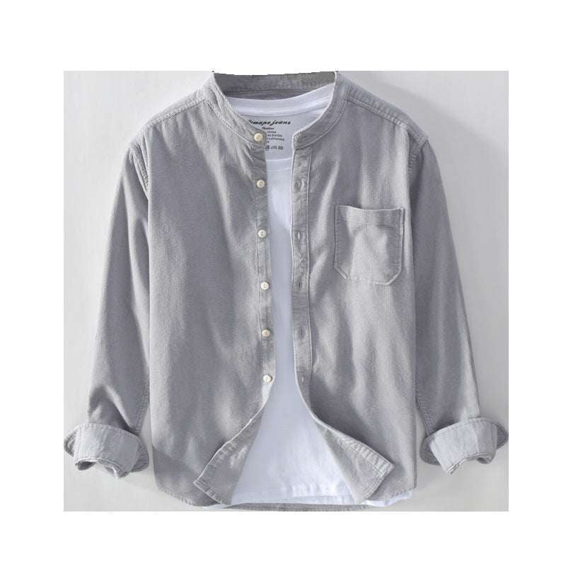 Corduroy Stand Collar, Fashionable Corduroy Shirt, Men's Long Sleeve - available at Sparq Mart