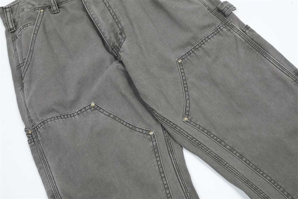 casual men's denim, distressed straight jeans, vintage washed trousers - available at Sparq Mart