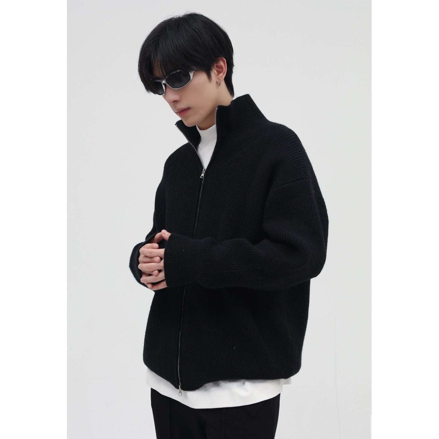 casual knitted jumper, lazy-style outerwear, men's zipper sweater - available at Sparq Mart