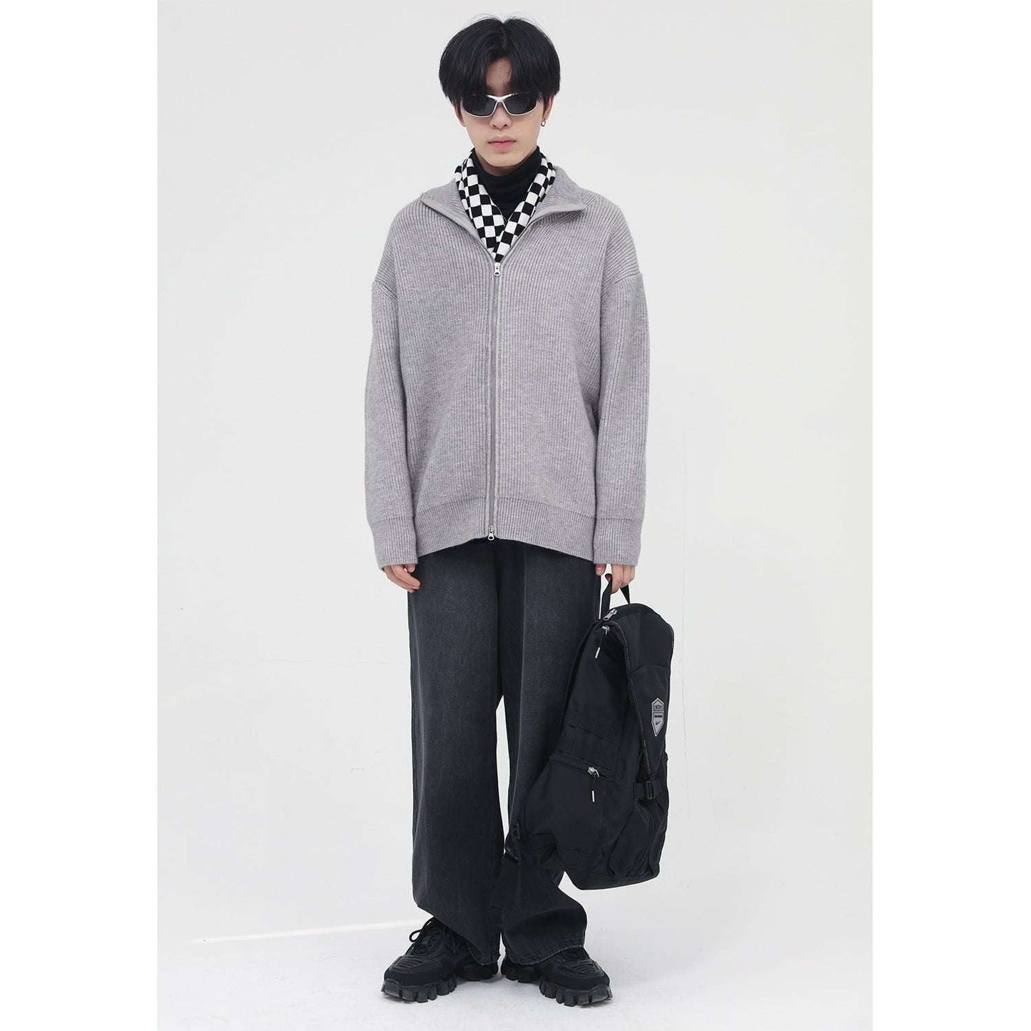 casual knitted jumper, lazy-style outerwear, men's zipper sweater - available at Sparq Mart