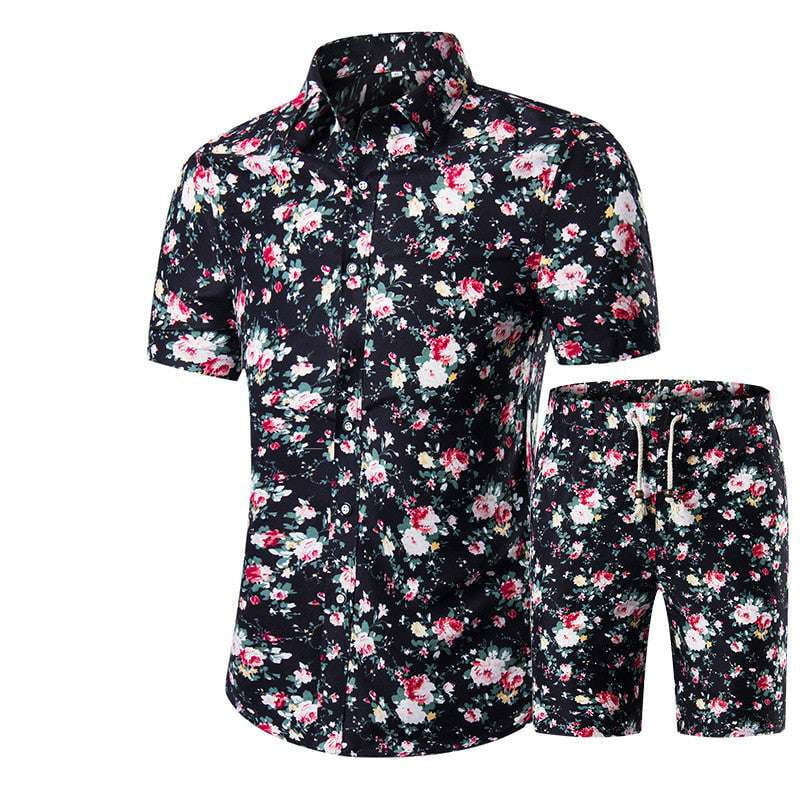 Floral Shirt Shorts, Men's Beachwear Set, Summer Floral Outfit - available at Sparq Mart