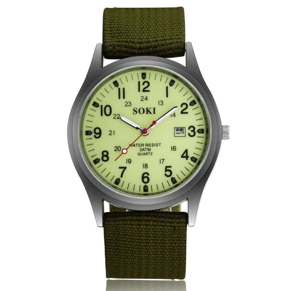 Canvas Strap Watch, Luminous Sports Watch, Men's Quartz Watch - available at Sparq Mart