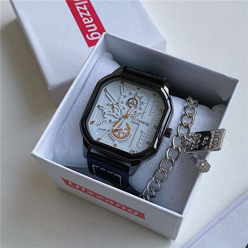 designer square watch, luxury sports watch, men’s quartz watch - available at Sparq Mart