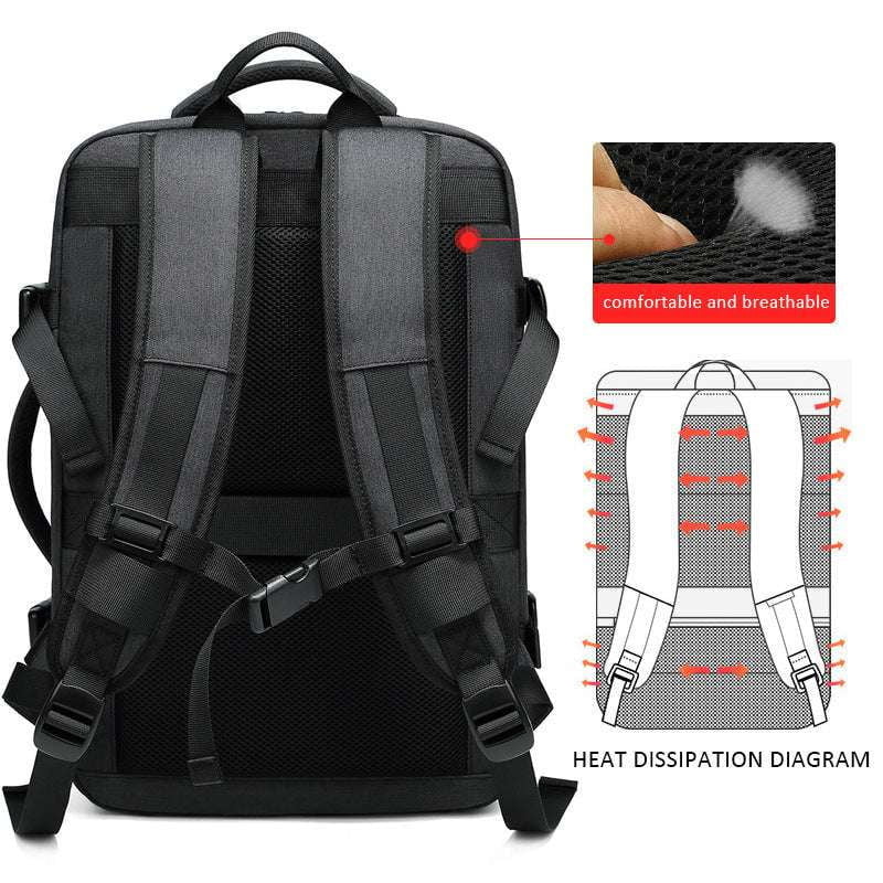 Business Backpack Grey, Men's Travel Bag, Oxford Business Backpack - available at Sparq Mart