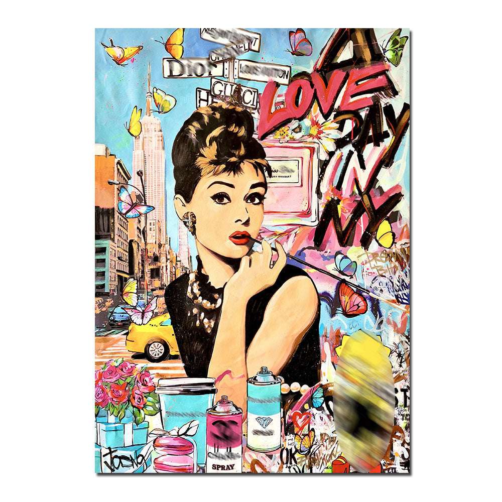 Canvas Painting, Fashion Graffiti Art, Female Poster - available at Sparq Mart