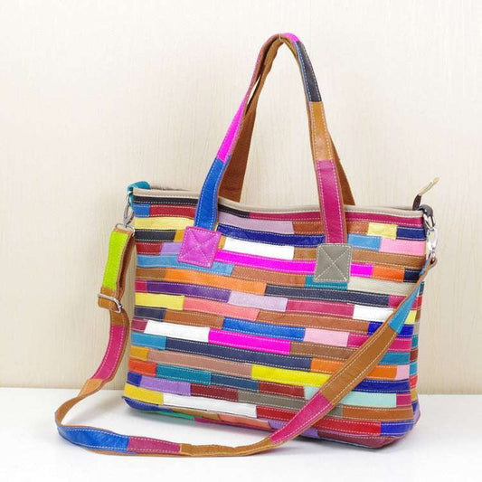 colorful stripe handbag, quality leather purse, women's stripe accessory - available at Sparq Mart