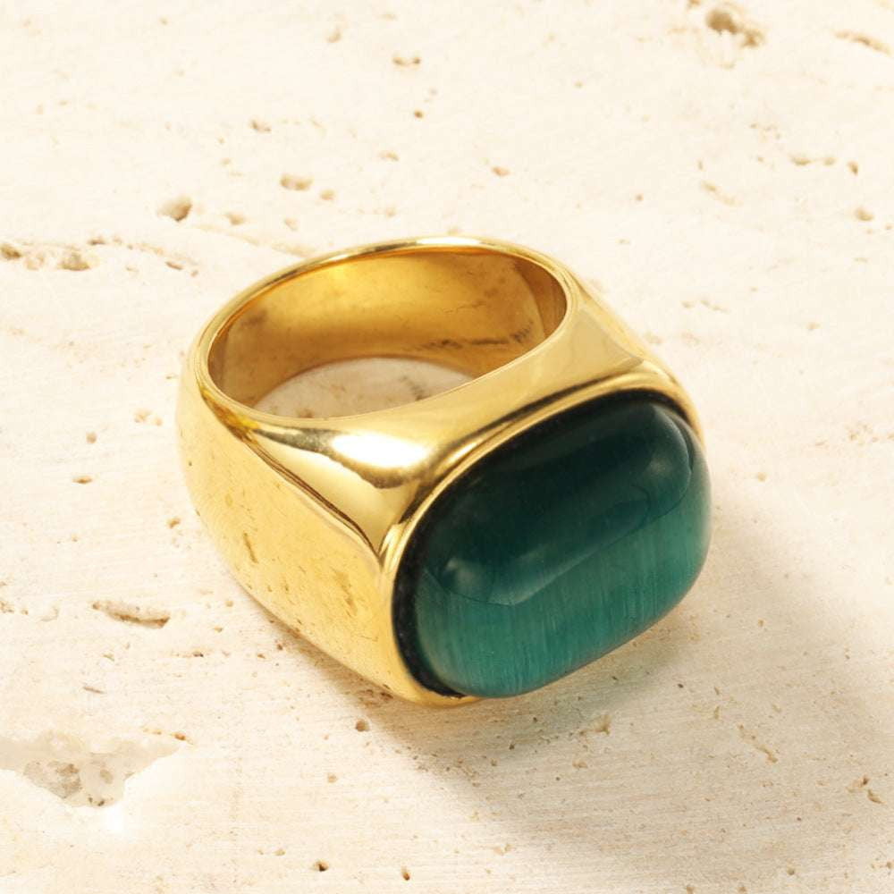 gemstone fashion ring, gold plated ring, stainless steel ring - available at Sparq Mart