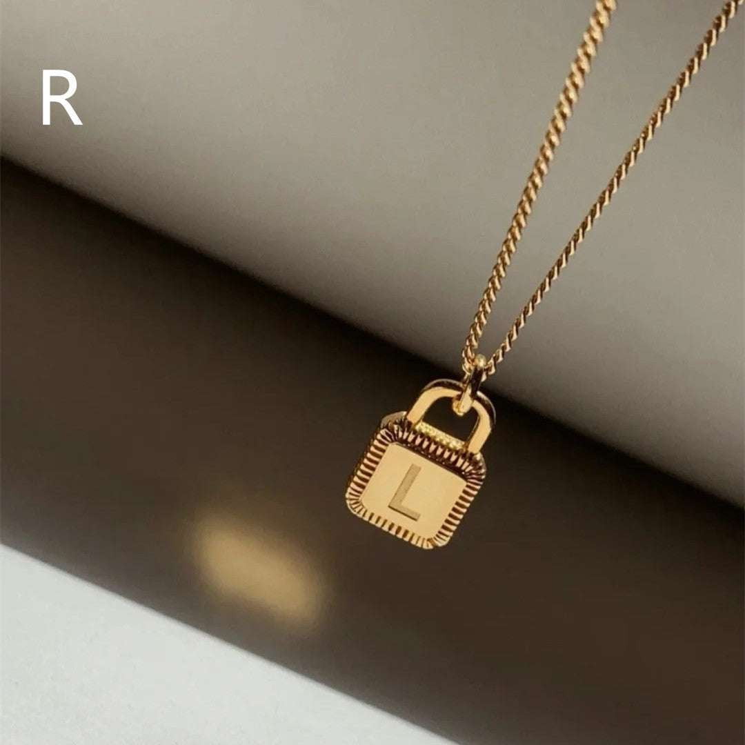 Custom Square Lock, Gold Alphabet Necklace, Personalized Letter Pendant - available at Sparq Mart