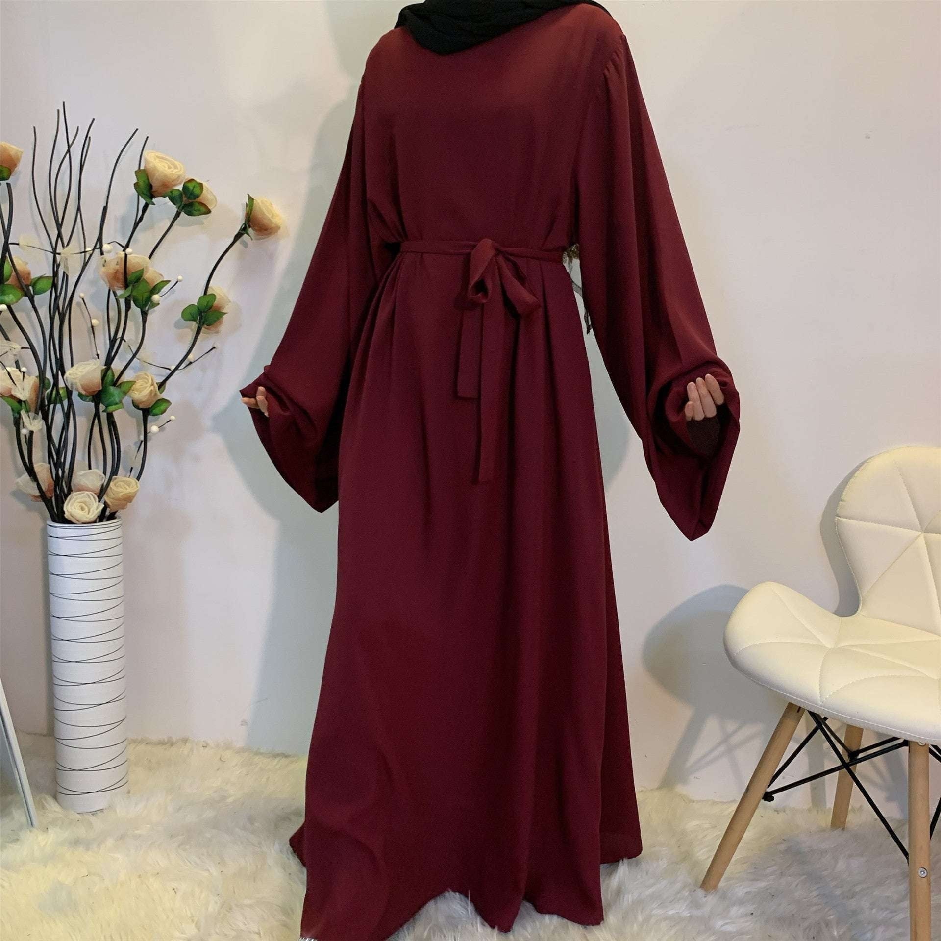 Lace-up Kaftan, Muslim Dress Elegance, Plus Size Abaya - available at Sparq Mart