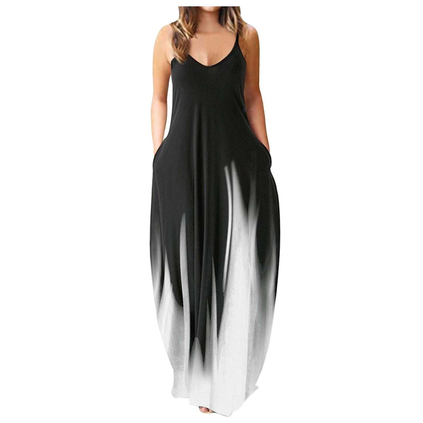 casual sling dress, plus size dresses, print long dress - available at Sparq Mart