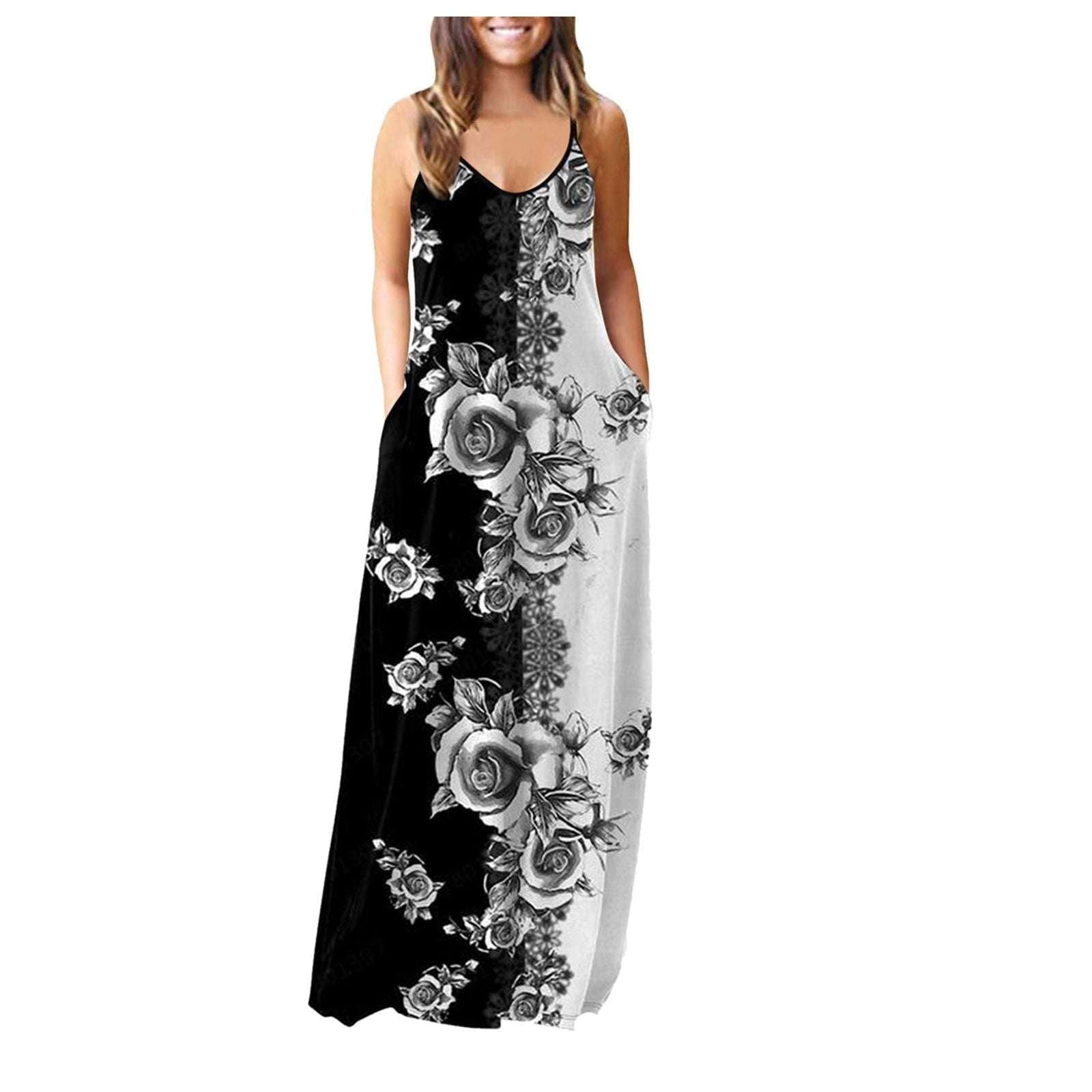 casual sling dress, plus size dresses, print long dress - available at Sparq Mart