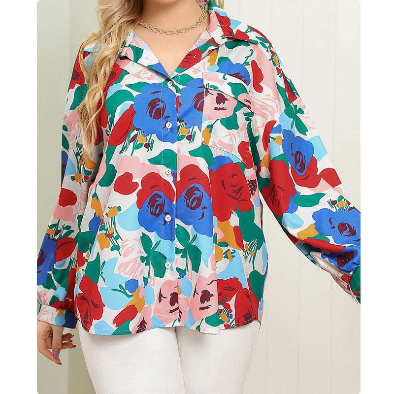 Casual Plus Top, Plus Size Shirt, Printed Long Sleeve - available at Sparq Mart