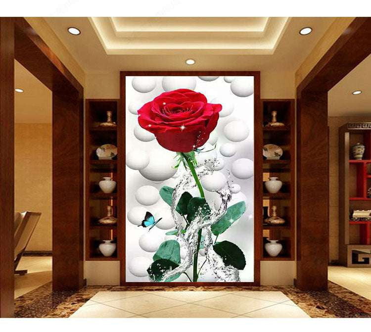 Porch decor, red rose, vertical painting - available at Sparq Mart