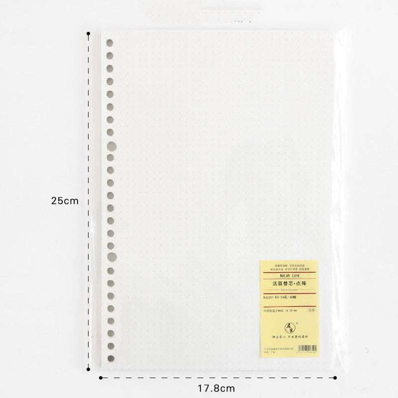 6-hole punched inserts, A5 paper refill, B5 notebook pages - available at Sparq Mart