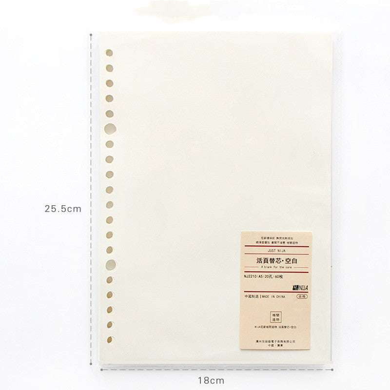 6-hole punched inserts, A5 paper refill, B5 notebook pages - available at Sparq Mart