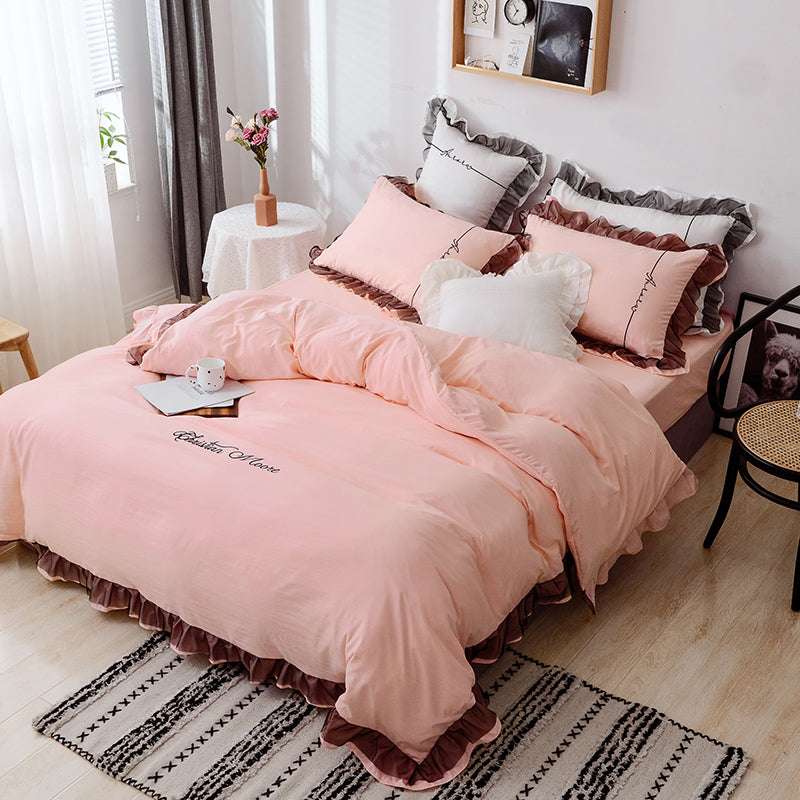 Cotton bedding set, Princess style bedding, Washed cotton sheets - available at Sparq Mart