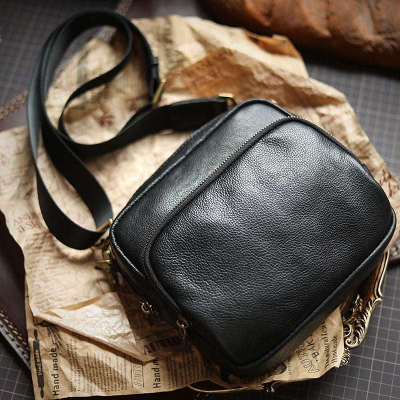 Cowhide Messenger Purse, Durable Shoulder Bag, Men's Leather Crossbody - available at Sparq Mart