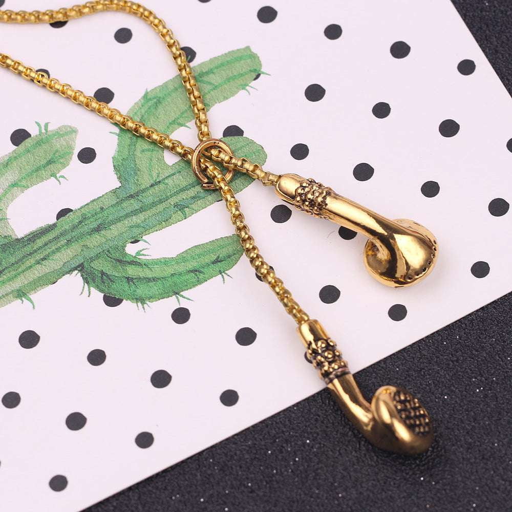 Audio Jewelry Accessory, Elegant Pendant Earbuds, Gold Earphone Pendant - available at Sparq Mart