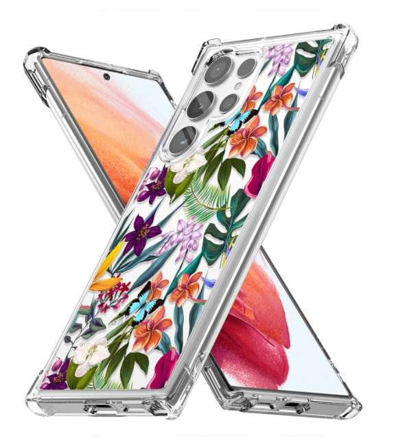 Anti-Fall Phone Protection, iPhone Glass Case, TPU Floral Design - available at Sparq Mart