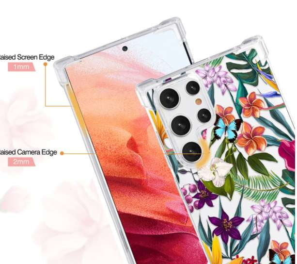 Anti-Fall Phone Protection, iPhone Glass Case, TPU Floral Design - available at Sparq Mart