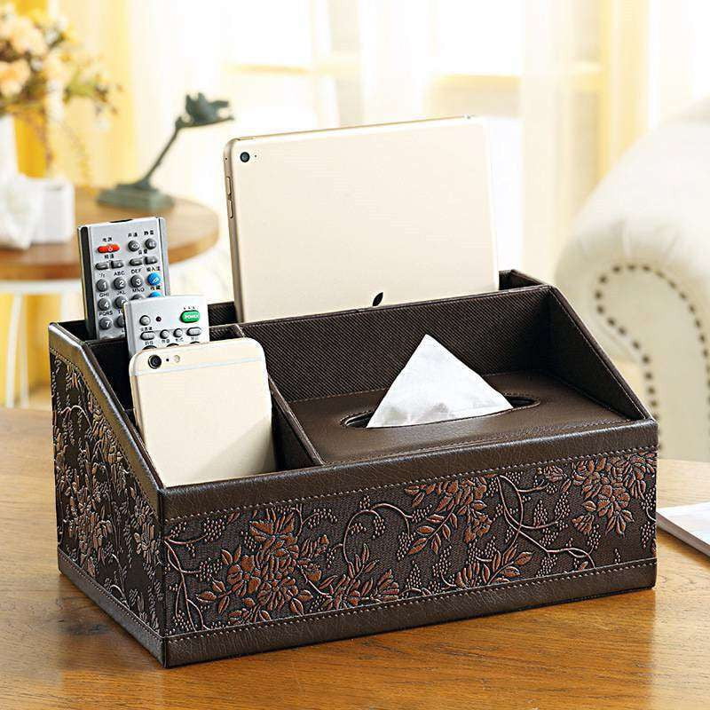 Coffee Table Storage, Leather Storage Box, Living Room Organizer - available at Sparq Mart